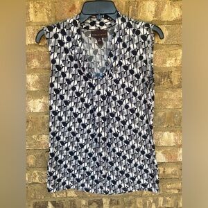 Dana Buchman Sleeveless Black White Grey Circle Printed Women’s Top Size Small